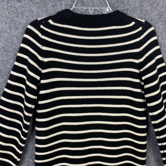 Madewell Striped Merino Wool Button Up Sleeves Sweater Dress Black Cream XXS - Picture 9 of 13
